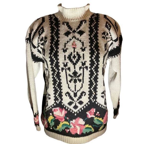 Rebecca Stone Vintage 80’s Knit Floral Sweater, Medium - Picture 6 of 14